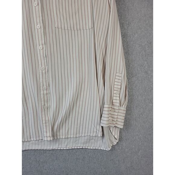 Torrid White Striped LS Button Up Beachy Casual Shirt Women's Plus 1X Stretch - Picture 5 of 12